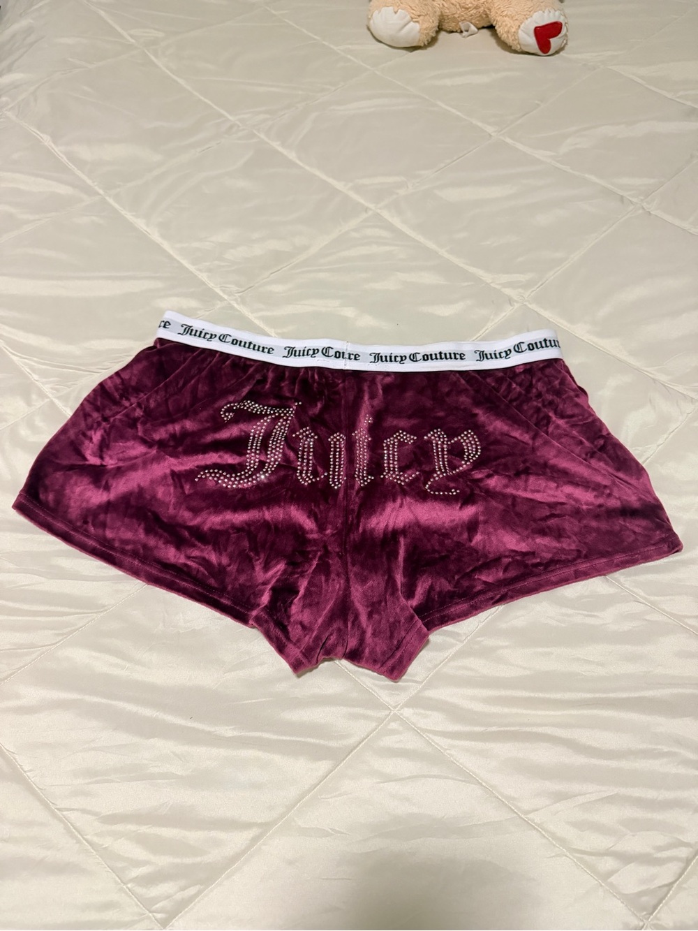 Juicy Couture Velvet Lounge Shorts in Plum Wine